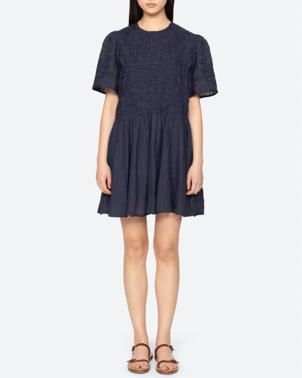 NEW SEA imogen solid mini dress in navy